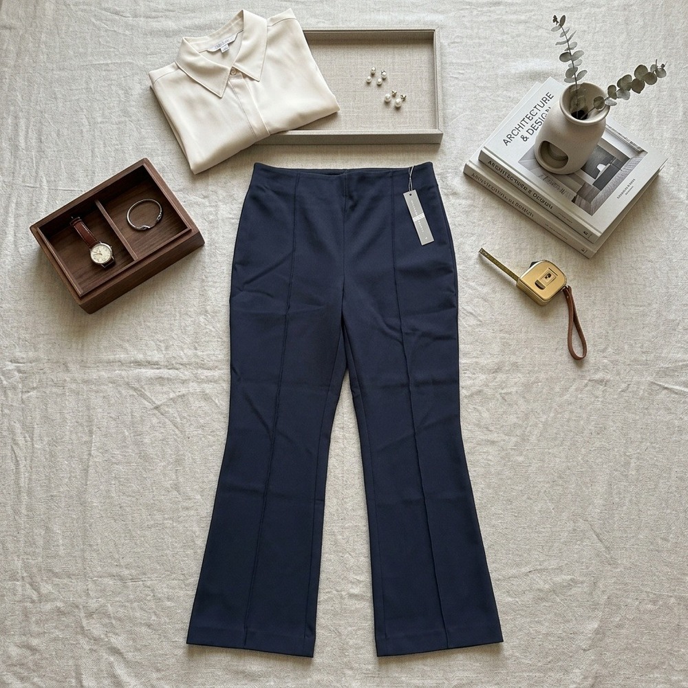 LOFT High Waist Side Zip Kick Crop Pants Womens 6 Navy Blue NWT Cropped Trouser